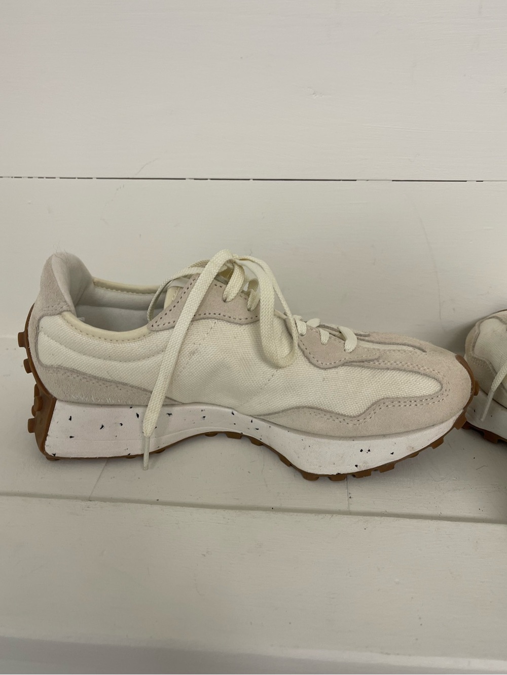 New Balance 327 Turtledove Angora Cream Suede Sneakers Women’s - Picture 5 of 7
